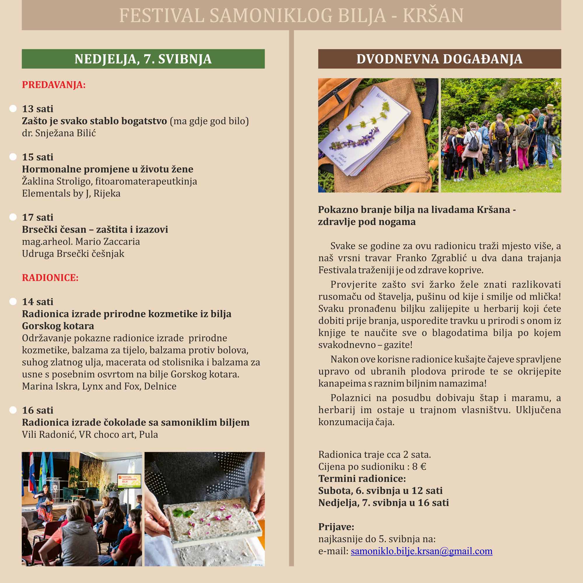 12. Festival samoniklog bilja Kršan - program