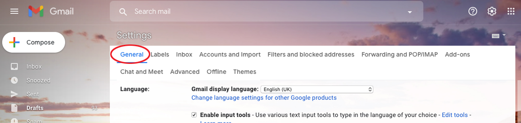 Accounts and Import gmail