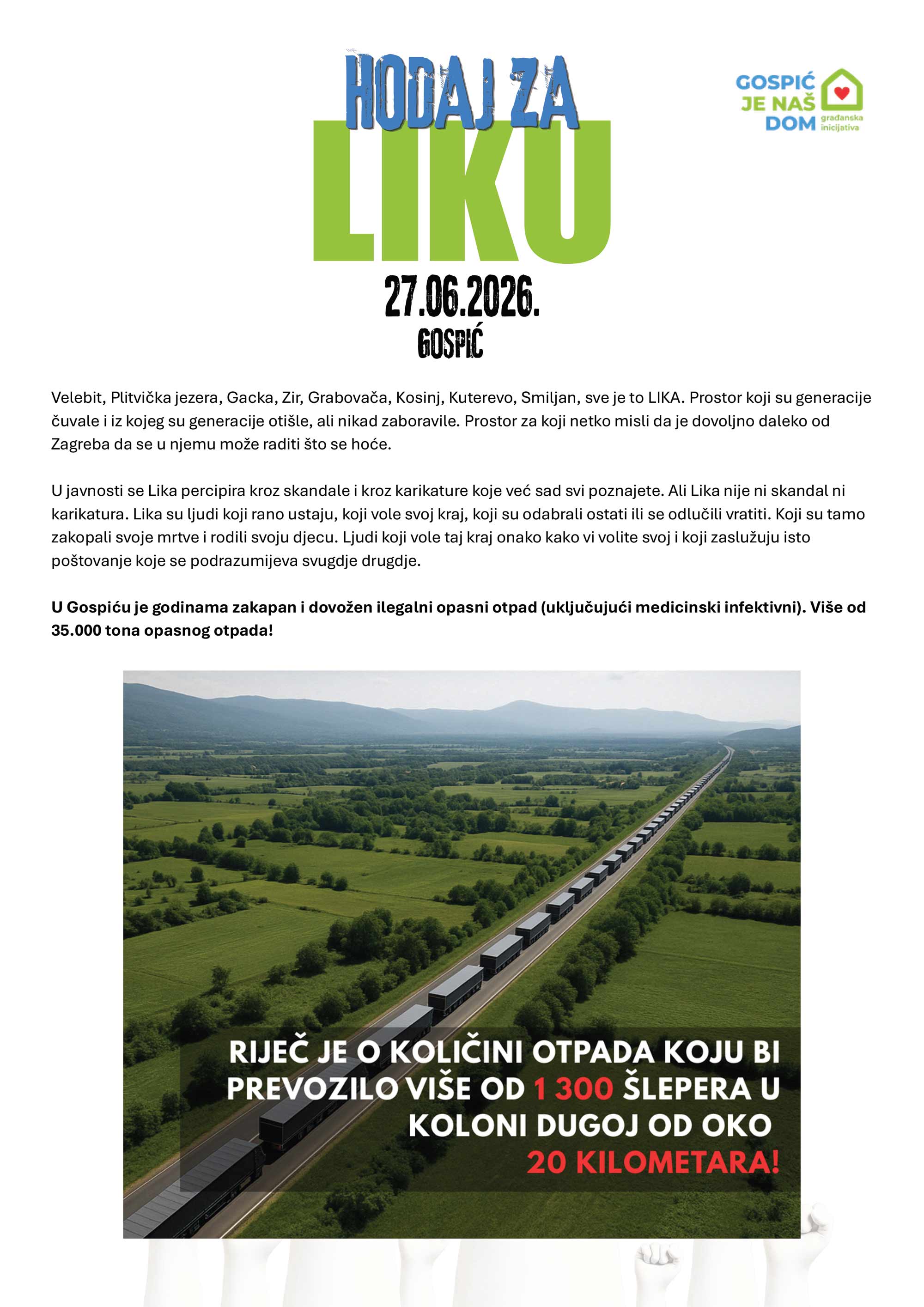 Hodaj za Liku - manifest i poziv na prosvjed str. 1