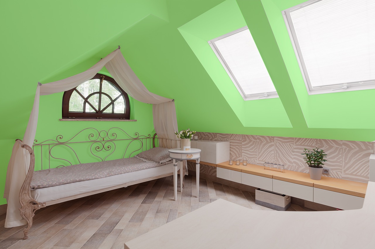 zelena prostorija u domu ili apartmanu